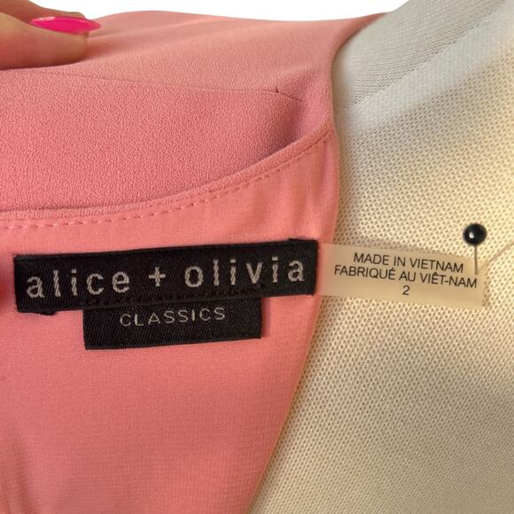 Alice & Olivia Classics Women’s Sz 2 Coral Pink Fitted Boss Bodycon Mini Dress - Picture 5 of 10